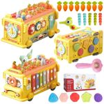 Magicwand® Intelectual Montessori Musical Carrot Harvest,Fishing Shape Sorter Educational School Bus【with 9 Functions】 for Toddlers【Pack of 1 Bus】【Multi-Colored】