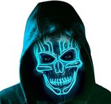 ILEBYGO LED Scary Mask Halloween Light Up Mask Purge Mask with EL Wire 3 Flashing-Modes for Halloween Festival, Party, Cos Play (Blue)