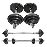 PROIRON 20kg Cast Iron Adjustable Dumbbell Set Hand Weight with Solid Dumbbell Handles Changed into Barbell Handily Perfect for Bodybuilding Fitness Weight Lifting Training Home Gym