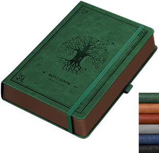 AHGXG Lined Journal for Women - 320 Numbered Pages Journaling Notebook with Gift Box & Pen, A5 College Ruled Notebook Hardcover Leather Journal for Men Women Writing Work, 5.75'' X 8.38'', Green