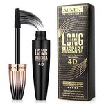 4D Silk Fiber Lash Mascara Waterproof Mascara for Longer, Curler and Voluminous Eyelashes - Natural Formula Smudge-proof Mascara Lasting All Day for Slender Dense Lashes