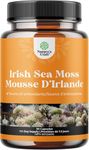 Potent Irish Sea Moss Capsules - Enhanced Vegan Organic Irish Sea Moss Supplement with Burdock Root Bladderwrack and BioPerine Complex - Traditional Thyroid Support Herbal Supplement (30 Capsules)