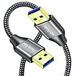 Yeung Qee USB 3.0 A to A Male Cable 0.5M SuperSpeed Braided USB A Male to Male Data Cable Double End USB Cord Connector for Hard Drive Enclosures, DVD Player, Laptop Cooler (0.5M/1.5FT)