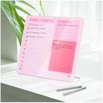 Desktop Thickened Acrylic Dry Erase Board to do List Planner Board，12"x10"，Tabletop Whiteboard with Stand，Frameless Pink Dry Erase White Board，for Office/Home/School