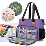 Luxja Embroidery Project Bag, Storage Tote Bag for Embroidery Kits (Bag Only), Purple