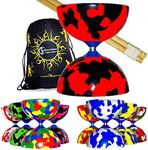 Juggle Dream JESTER Diabolos + Wooden Diabolo Sticks, Diablo String & Travel Bag! Beginner Diabolo Set For Kids & Adults! (Red/Green/White)