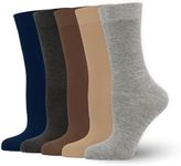 Women's Soft Thin Viscose Bamboo Crew Socks, Fit Stretchy Casual, Business, Dress Calf Sock 5 Pairs (US, Alpha, Medium, Regular, Regular, Assorted7)