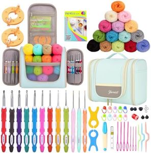 Yarniss Crochet Kits with Bag, Beginner Crochet Kits Includes 18 Yarn Skeins & 12 Ergonomic Crochet Hooks