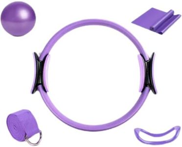 Roenae Women's Essential Pilates Set, Including 5 Accessories, Pilates Ring Boot Strap, Women's Yoga Set, and gluteal Yoga Ball Boot Strap (Purple;)