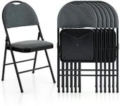 GiantexUK Folding Chairs Set of 2/4/6, Padded Seats Metal Frame Event Chairs with Backrest and Non-Slip Foot Pads, Easy Storage Conference Chairs for Home Reception Room(Grey, 6pcs, High Back)