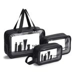 Xelvix Travel Makeup Pouch Set Toiletries Bag Cosmetic Organizer Bag for Women and Girls Toiletry Storage Kit Set of 3 - Black