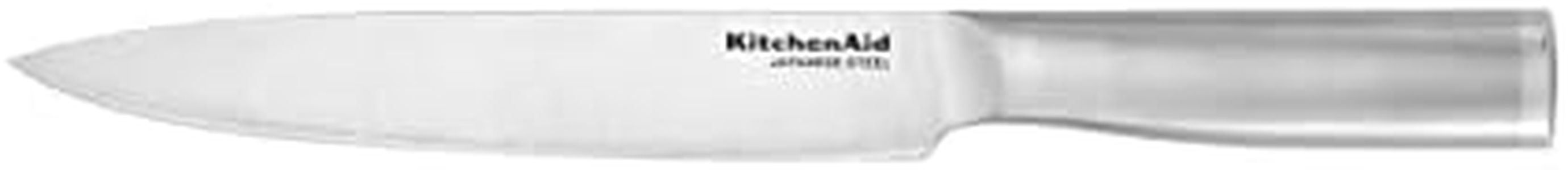 KitchenAid Gourmet Forged Stainless Steel Slicer Knife with Custom-Fit Blade Cover, 8-inch, Sharp Kitchen Knife, High-Carbon Japanese Stainless Steel Blade, Brushed Stainless Steel Handle