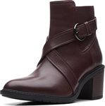 Clarks Womens Scene Strap, Burgundy Leather, 10