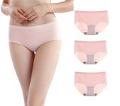 NIRDAMBHAY 3 Pieces Pink Color Seamless Panty Women – Ice Silk Seamless Panties for Women, No Show Laser Cut Invisible Panties, Ultra-Soft Breathable High (in, Alpha, M, Regular, 3, Skin [3 Piece])