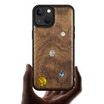 Carveit Designer Wooden Protective Case for iPhone 15 Magnetic Case Cover [Wood Engraving & Shell Inlay] Compatible with iPhone 15 MagSafe Case (Solar System-Walnut)