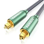 RAWAUX Premium Optical Cable 1M, 24K Gold-Plated Digital Optical Audio Cable, Nylon Braided Toslink Optical Cable Lead, Fibre Optic Cable for Soundbar, TV, Home Theater, Xbox, DVD Player (Green)