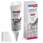 Tile Grout Repair, White 8.8 oz/250gr. Fast Drying Grout Repair Kit, Grout Filler Tube Repair Kit, Tile Grout Paint, Grout Sealer Restore and Renew Bathroom Floor, Tile Gaps, Joints, Lines