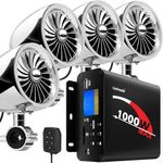 GoHawk TJ4-Q 1000W 4 Channel Amplifier 4" Full Range Waterproof Bluetooth Motorcycle Stereo Speakers Audio System AUX USB SD Radio for 1-1.5" Handlebar Harley Touring Cruiser ATV