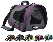 EliteField Deluxe Soft Pet Carrier (3 Year Warranty, Airline Approved), Multiple Sizes and Colors Available (20" L x 11" W x 11" H, Purple+Gray)