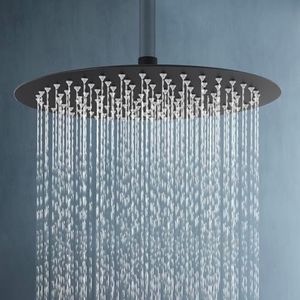 ACA International 12'' Large Rain Shower Head Round Stainless Steel Rain Shower Head Swivl Rainfall Overhead Shower Head WELS (Black)