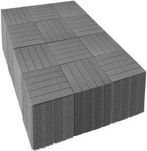 PrimeZone 432 PCS Plastic Interlocking Patio Deck Tiles - 12" x 12" Waterproof Indoor Outdoor Flooring, Patio Floor Decking for Balcony, Backyard, Garden & Poolside, All Weather Use, Grey