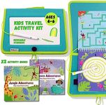 Totebook Kids Travel Educational Activity Book with Washable Markers - Car and Airplane Activities, Learning Toys for Toddlers- Reusable Stickers for Ages 4, 5, 6 (Jungle & Extra Princess Book)