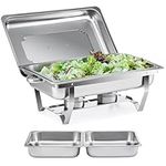 WILPREP Chafing Dish Buffet Set, 9L Chafers for Catering with 1 Full & 2 Half Size Food Pans Lids Foldable Frames Fuel Holders, Stainless Steel Food Warmers for Parties Buffets Banquets Dinners