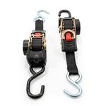 Camco 50033 Retractable Transom Tie Down Strap (1" Width, 6' Dual Hooks)