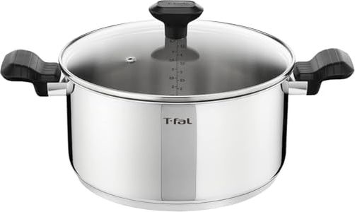 Tefal Comfort Max 24cm Stainless Steel Stewpot, Durable Casserole Dish with Glass Lid, Induction Compatible, Ergonomic Stay-Cool Handles, C9734604