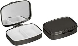 kwmobile 2 Compartment Pill Box - Set of 2X Stainless Steel Travel Box Organizer for Tablets and Prescriptions - Black