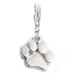 Sexy Sparkles Dog Paw Charm – Clip-On with Lobster Clasp, Compatible with Charm Bracelets, Necklaces, and Accessories, Made of Copper and Alloy, Copper,Alloy