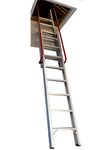 BPS Access Solutions Sliding Loft Ladder - 2 Section Grand Heavy Duty Aluminium Ladder - 2 Handrails, Silver, 2.31m - 3.25m