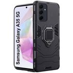 TheGiftKart Tough Armor Bumper Back Case Cover for Samsung Galaxy A35 5G | Ring Holder & Kickstand in-Built | 360 Degree Protection Back Case Cover for Samsung Galaxy A35 5G (PC & TPU, Black)