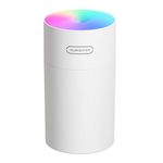 Mini Humidifier for Bedroom Office Desk, Small Personal Cool Mist Humidifiers with Colorful Light, USB Powered, 2 Spray Modes, Auto Shut-Off, Ultra-Quiet Portable Air Humidifier for Travel (White)