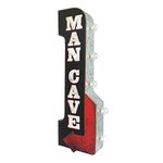 Man Cave Reproduction Vintage Advertising Sign - Battery Powered LED Lights, Double Sided Metal Wall Mounted - 30 x 11 x 4 inches