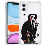 aiyaya for iPhone 11 Case Funny Cool Rock Skeleton Rapper Pattern Phone Case Hippie Halloween Clear Phone Case for Men Teen Boys Kids Boys