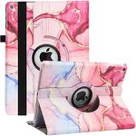 New iPad 9th/ 8th/ 7th Generation Case (10.2 inch) - 360 Degree Rotating Stand Smart Protective Cover, with Auto Sleep Wake Feature for Apple iPad 10.2 Inch 2021/2020/2019 (Pink Marble)