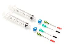 Dispense All - Mini Industrial Syringe Pack with 14G & 18G Blunt Needles, Blunt Needles Covers, and Syringe Caps- 10ml