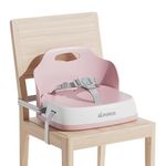 UBRAVOO Portable Booster Seat for Dining, Travel High Chair with 3-Point Harness and 2 Adjustable Straps, Washable Baby Food Chairs 6 Months Plus Sitting Up(Pink)
