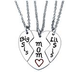 Nzztont Mom Lil Sis Big Sis Matching Love Heart Pendant Necklaces Set Mother Daughter Gifts Mom Gifts Daughter Gifts Mom Daughter Jewelry Gift, Metal