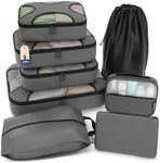 Shacke 8 Set Packing Cubes for Travel Lightweight Luggage Organizer (Dark Grey)