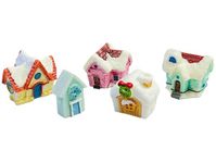Krisah 5 pcs Resin Huts/Houses Theme Miniature Decor Items Small for Fairy Gardens, Terrariums, Doll Houses, Craft Work, Cake Decorations