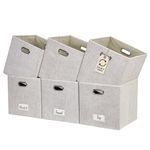 DECOMOMO Felt Storage Bins | Collapsible Cube Storage Bin with Label Holder for Closet Kallax Shelves Clothes Toy Nursery (Cube 11" / 6pcs, Beige)