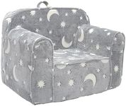 magic handle Toddler Chair, Glow in The Dark Kids Foam Chair with Removable and Washable Cover Carrying Handle, Toddler Armchair, Kids Chair, Toddler Couch (Moon Grey)