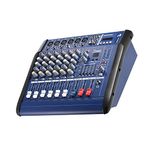 6 Channels Digital Mic Line Audio Mixing Console Power Mixer Amplifier with 48V Phan Power USB/SD Slot for Recording DJ Stage Karaoke