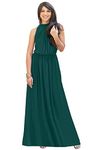 koh koh Womens Long Sexy Sleeveless Bridesmaid Halter Neck Wedding Party Guest Summer Flowy Casual Brides Formal Evening A-line Gown Gowns Maxi Dress Dresses, Emerald Green L 12-14