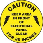 Accuform MFS778 Slip-Gard Adhesive Vinyl Round Floor Sign, Legend"Caution Keep Area in Front of Electrical Panel Clear for 36 INCHES", 17" Diameter, Black on Yellow