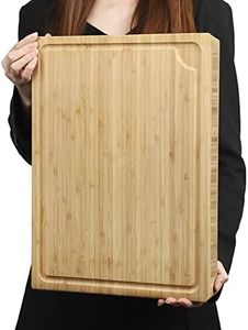 BAMOTTO 1.4" Thick Bamboo Cutting Board, Kitchen Heavy Duty Butcher Block Chopping Board with Juice Groove, for Meat, Turkey, Pork Ribs & Vegetables, 100% Organic Bamboo, 17.7" x 13.2"