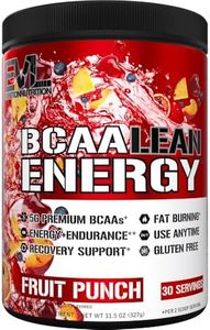 EVL BCAA Lean Energy Powder - Pre Workout Green Tea Fat Burner Support with BCAAs Amino Acids and Clean Energizers - BCAA Powder Post Workout Recovery Drink for Lean Muscle Recovery - Fruit Punch