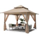 ABCCANOPY 13'x13' Gazebo Tent Outdoor Pop up Gazebo Canopy Shelter with Netting,Khaki